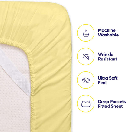 Queen Sheets Pale Yellow - 6 Piece 1500 Supreme Collection Fine Brushed Microfiber Deep Pocket Queen Sheet Set Bedding - 2 Extra Pillow Cases, Great Value, Queen, Pale Yellow