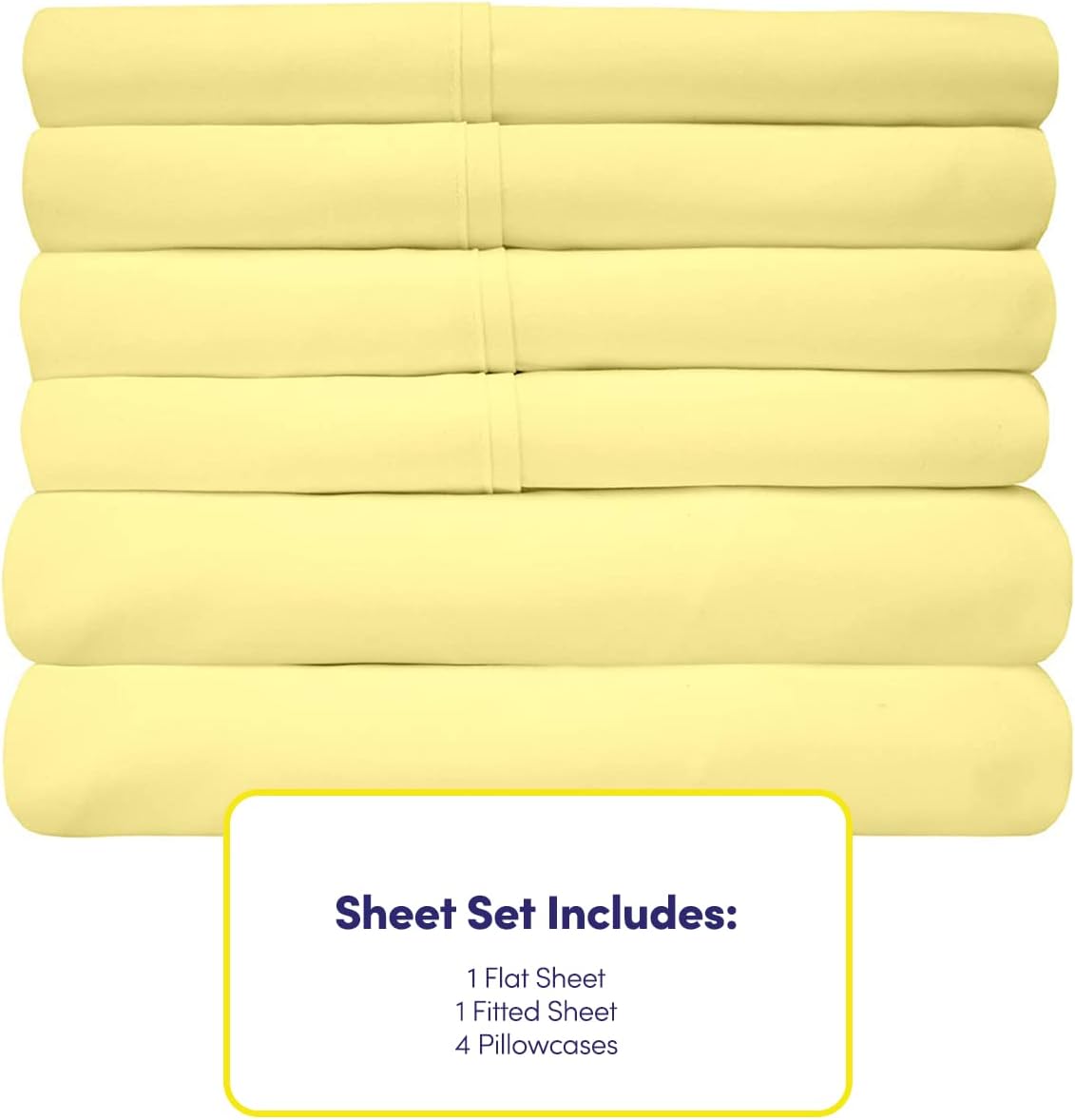 Queen Sheets Pale Yellow - 6 Piece 1500 Supreme Collection Fine Brushed Microfiber Deep Pocket Queen Sheet Set Bedding - 2 Extra Pillow Cases, Great Value, Queen, Pale Yellow