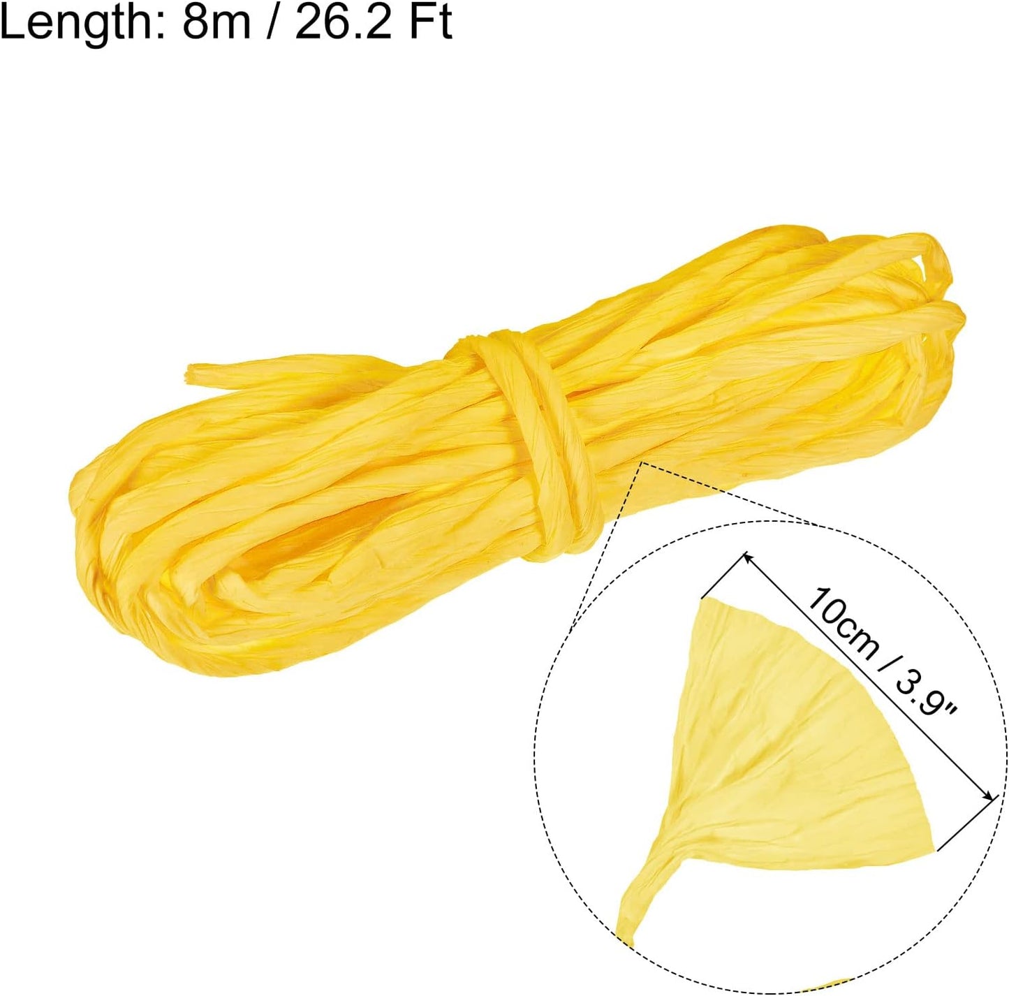 Raffia Paper Craft Rope Packing 8.7 Yards Handmade Twisted Paper Craft String/Cord for DIY Decoration Gift Packaging Lemon Yellow