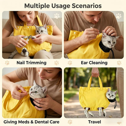 Cat Carrier Bag, Soft Pet Canvas Shoulder Carrying Pouch Hand Free Kitten Backpack with Holes for 5-11 lbs Small Dogs, Cats, and Pets Outdoor Travel, Yellow