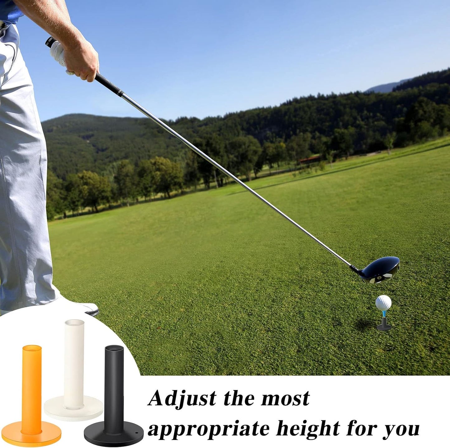 18 Pieces Rubber Golf Tees for Mats Golf Rubber Tees for Practice Artificial Turf Mat 4 Mixed Size Tee Holder for Indoor and Outdoor Driving Range Simulator