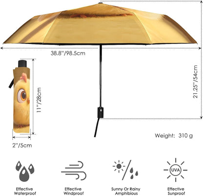 Windproof Automatic Compact Umbrella Western Cat Black | Automatic Open Umbrella Compact for Rain and Sun Rust-proof Fits in Purse or Backpack Strong UV Protection