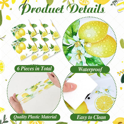 6 Pcs Capri Lemon Party Table Runners Italian Tile Lemon Tablecloth 14 x 108 Inches Disposable Plastic Table Runner for Summer Wedding Lemonade Birthday Party Supplies Home Decor(Classic)