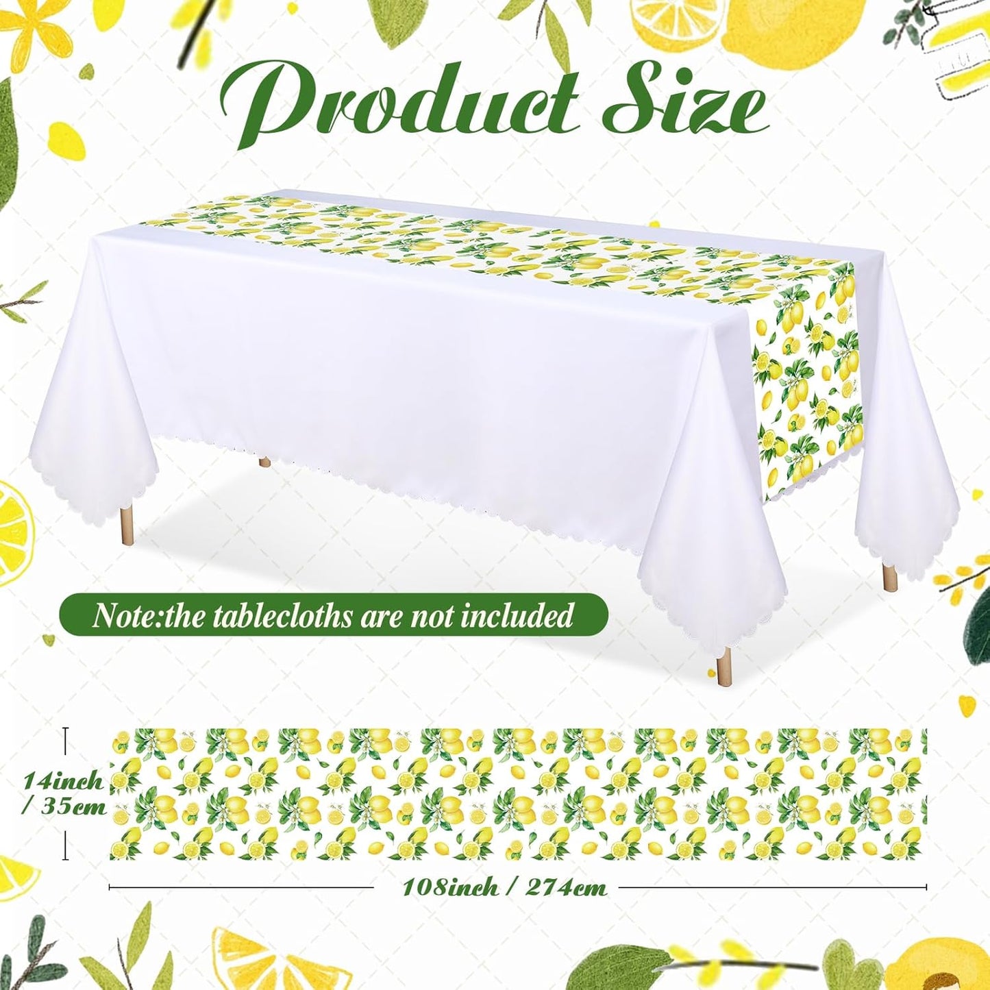 6 Pcs Capri Lemon Party Table Runners Italian Tile Lemon Tablecloth 14 x 108 Inches Disposable Plastic Table Runner for Summer Wedding Lemonade Birthday Party Supplies Home Decor(Classic)