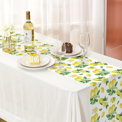 6 Pcs Capri Lemon Party Table Runners Italian Tile Lemon Tablecloth 14 x 108 Inches Disposable Plastic Table Runner for Summer Wedding Lemonade Birthday Party Supplies Home Decor(Classic)