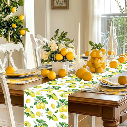 6 Pcs Capri Lemon Party Table Runners Italian Tile Lemon Tablecloth 14 x 108 Inches Disposable Plastic Table Runner for Summer Wedding Lemonade Birthday Party Supplies Home Decor(Classic)