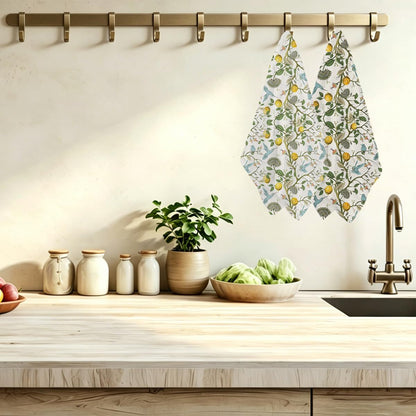 2 Pcs Lemon Birds Kitchen Towels 14x24, Microfiber Dish Towels Reusable Hand Tea Towel for Cleaning Spring Absorbent Dishcloths Cute Home Decor Housewarming, Lemon Birds Gifts for Women Mom