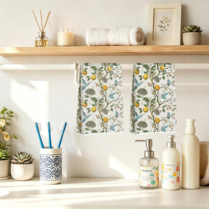 2 Pcs Lemon Birds Kitchen Towels 14x24, Microfiber Dish Towels Reusable Hand Tea Towel for Cleaning Spring Absorbent Dishcloths Cute Home Decor Housewarming, Lemon Birds Gifts for Women Mom