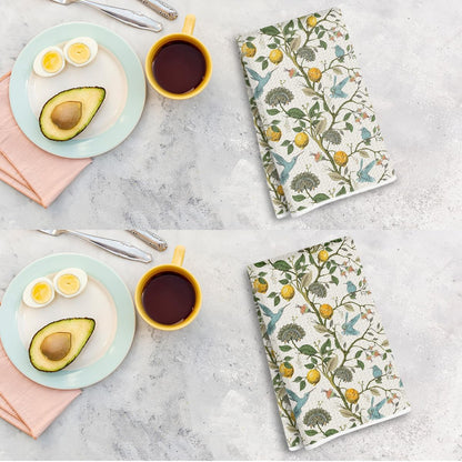 2 Pcs Lemon Birds Kitchen Towels 14x24, Microfiber Dish Towels Reusable Hand Tea Towel for Cleaning Spring Absorbent Dishcloths Cute Home Decor Housewarming, Lemon Birds Gifts for Women Mom