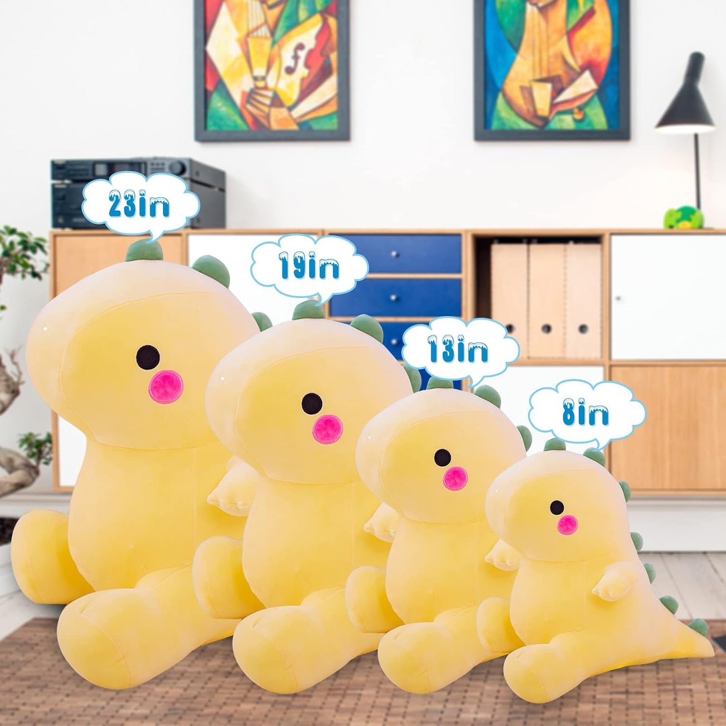 Dinosaur Plush Toys Soft Stuffed Animals Toys Dolls Gifts(Yellow,23in) | Fluffy dinosaur stuffed plush toy made of premium soft fabric. Neat stitching, room decoration and daily companion
