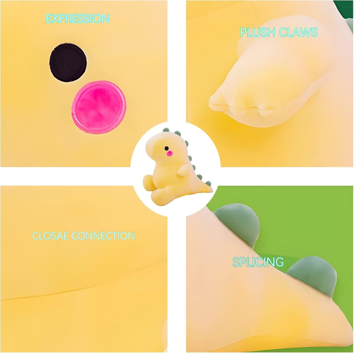 Dinosaur Plush Toys Soft Stuffed Animals Toys Dolls Gifts(Yellow,23in) | Fluffy dinosaur stuffed plush toy made of premium soft fabric. Neat stitching, room decoration and daily companion