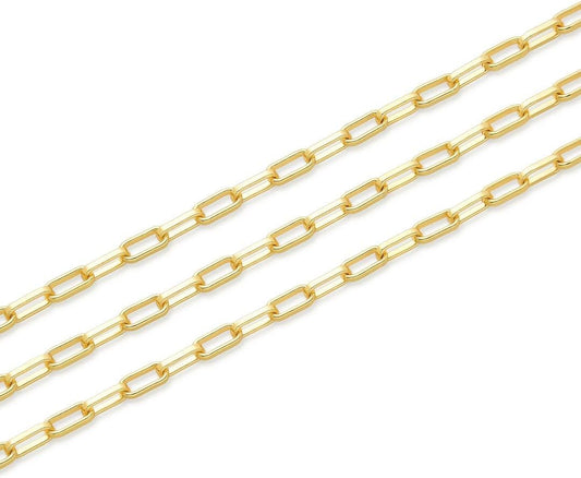 Adabele 16.5 Feet Tarnish Resistant Paperclip Cable Chain Link 9.6x3.5mm | Large Thick 18K Yellow Gold Plated Bulk Solid Copper Open Link Chains for Craft Jewelry Making