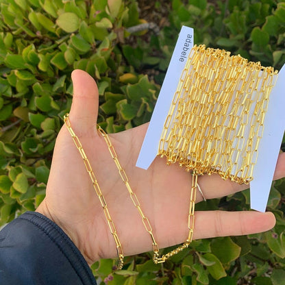 Adabele 16.5 Feet Tarnish Resistant Paperclip Cable Chain Link 9.6x3.5mm | Large Thick 18K Yellow Gold Plated Bulk Solid Copper Open Link Chains for Craft Jewelry Making