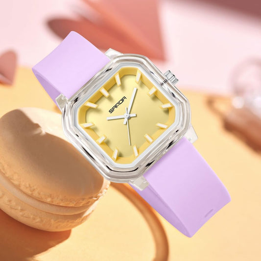 Gosasa Women’s Quartz Watch Big Arabic Numbers Easy to Read Square Watch | Colorful Silicone Strap,Casual Ladies Analog Wrist Watch,30M Water Resistant