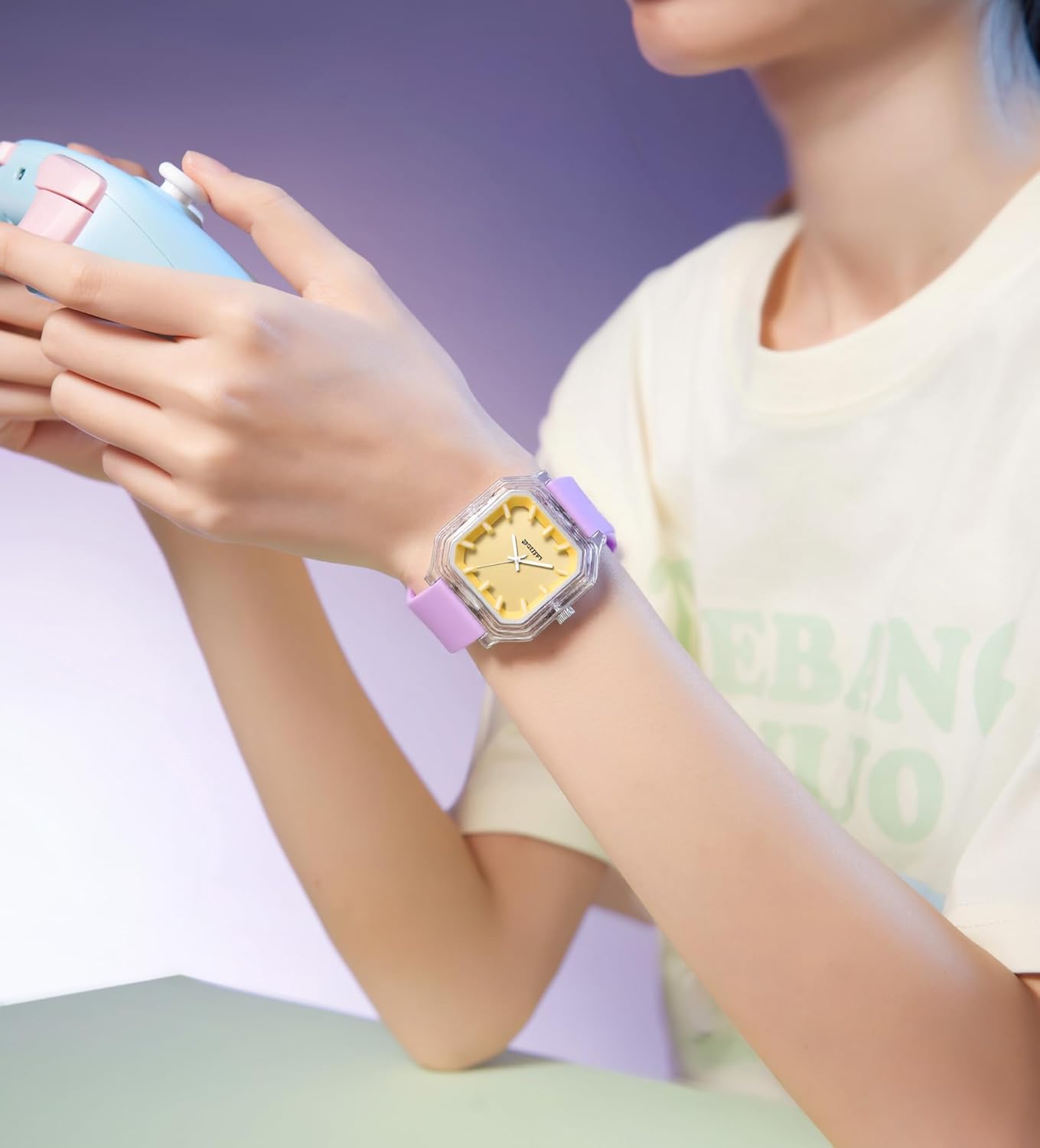 Gosasa Women’s Quartz Watch Big Arabic Numbers Easy to Read Square Watch | Colorful Silicone Strap,Casual Ladies Analog Wrist Watch,30M Water Resistant