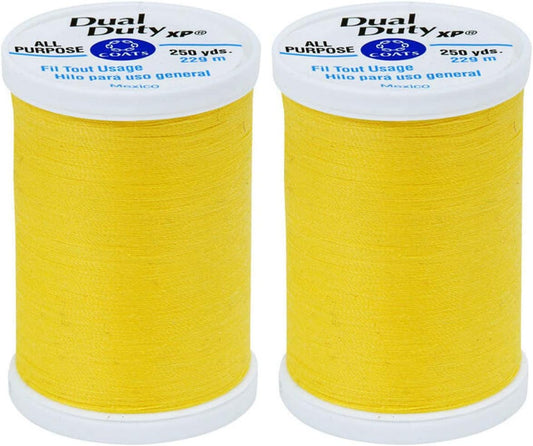 Coats 2-Pack Bundle - Dual Duty XP General Purpose Thread 250yds Each - Sun Yellow (S910-7250)