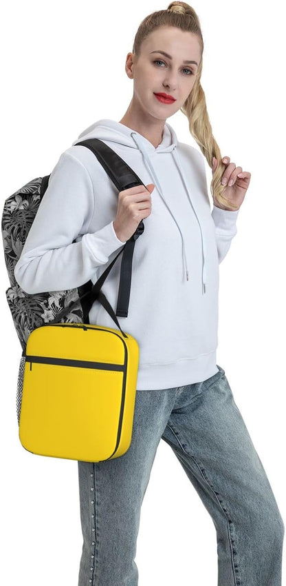 Yellow Lunch Box Insulated Lunch Bag for Women Men Reusable Leakproof Lunchbox Portable Tote Cooler Thermal for Office Work Picnic Travel