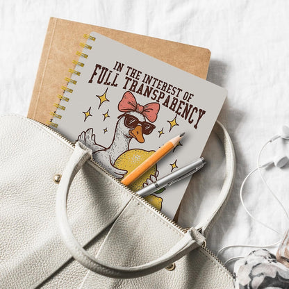 Funny Goose Lemon Notebook Journal, Coquette Bow Silly Goose Lemon Journal, It Was Not Easy Peasy Lemon Squeezy Sarcastic Spiral Notebook 5.5x8.3, Animal Lover Gifts for Women