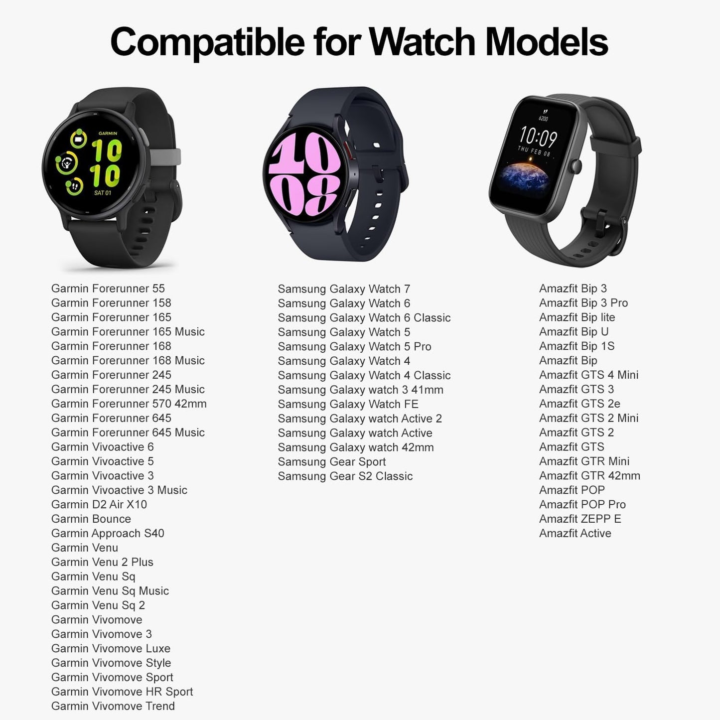for Garmin Forerunner 165 Watch Band, Silicone Replacement Bands for Garmin Forerunner 55 165 168 245 570 645 /Vivoactive 6 5 3 Music Smartwatch