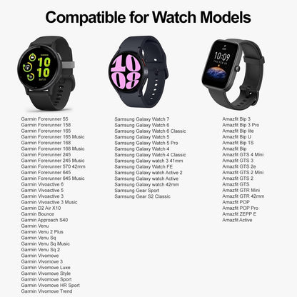 for Garmin Forerunner 165 Watch Band, Silicone Replacement Bands for Garmin Forerunner 55 165 168 245 570 645 /Vivoactive 6 5 3 Music Smartwatch