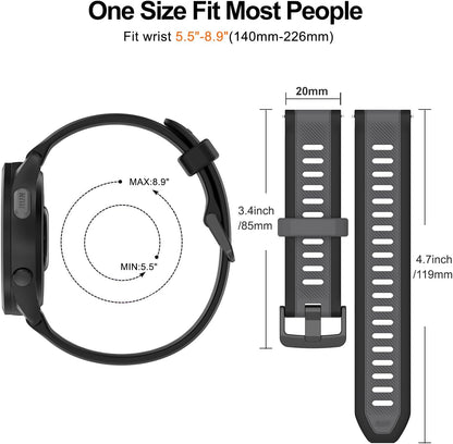 for Garmin Forerunner 165 Watch Band, Silicone Replacement Bands for Garmin Forerunner 55 165 168 245 570 645 /Vivoactive 6 5 3 Music Smartwatch