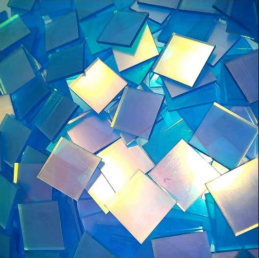 100-Pack Mini Rainbow Holographic Acrylic Squares 3/4" x 3/4" x 1/8" — Double-Sided Holo Plexiglass Tiles for DIY Crafts, Mosaic Art, Light & Shadow Projects, Resin, Jewelry (1.18x1.18in(100pcs))