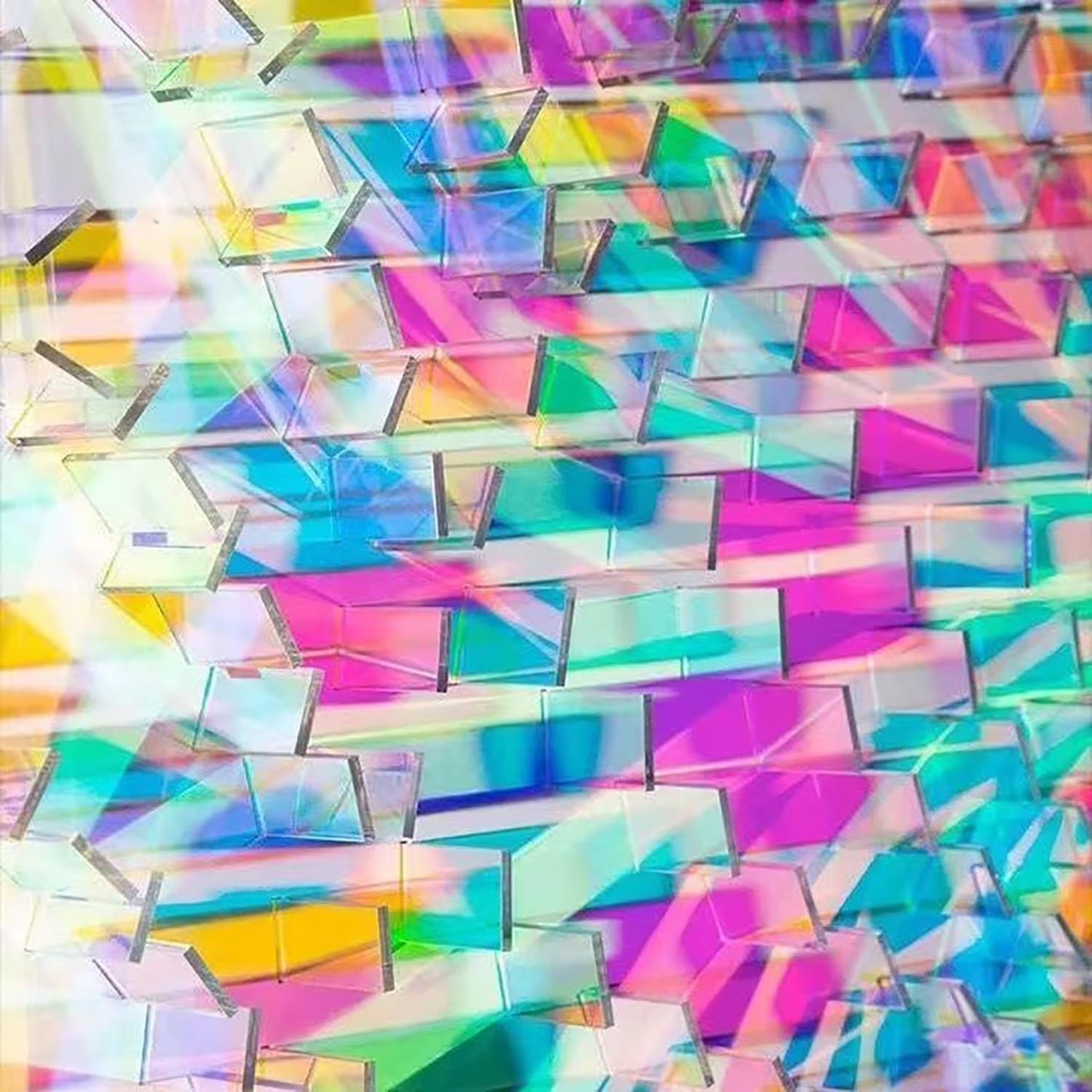 100-Pack Mini Rainbow Holographic Acrylic Squares 3/4" x 3/4" x 1/8" — Double-Sided Holo Plexiglass Tiles for DIY Crafts, Mosaic Art, Light & Shadow Projects, Resin, Jewelry (1.18x1.18in(100pcs))