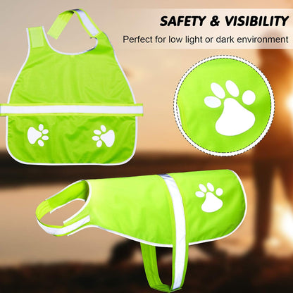 2 Pieces Dog Reflective Vest Adjustable Dog Safety Service Vest Pet High Visibility Apparel Pet Jacket Clothes Safeguard for Hunting Outdoor Walking Night(S,Blaze Orange, Fluorescent Yellow)