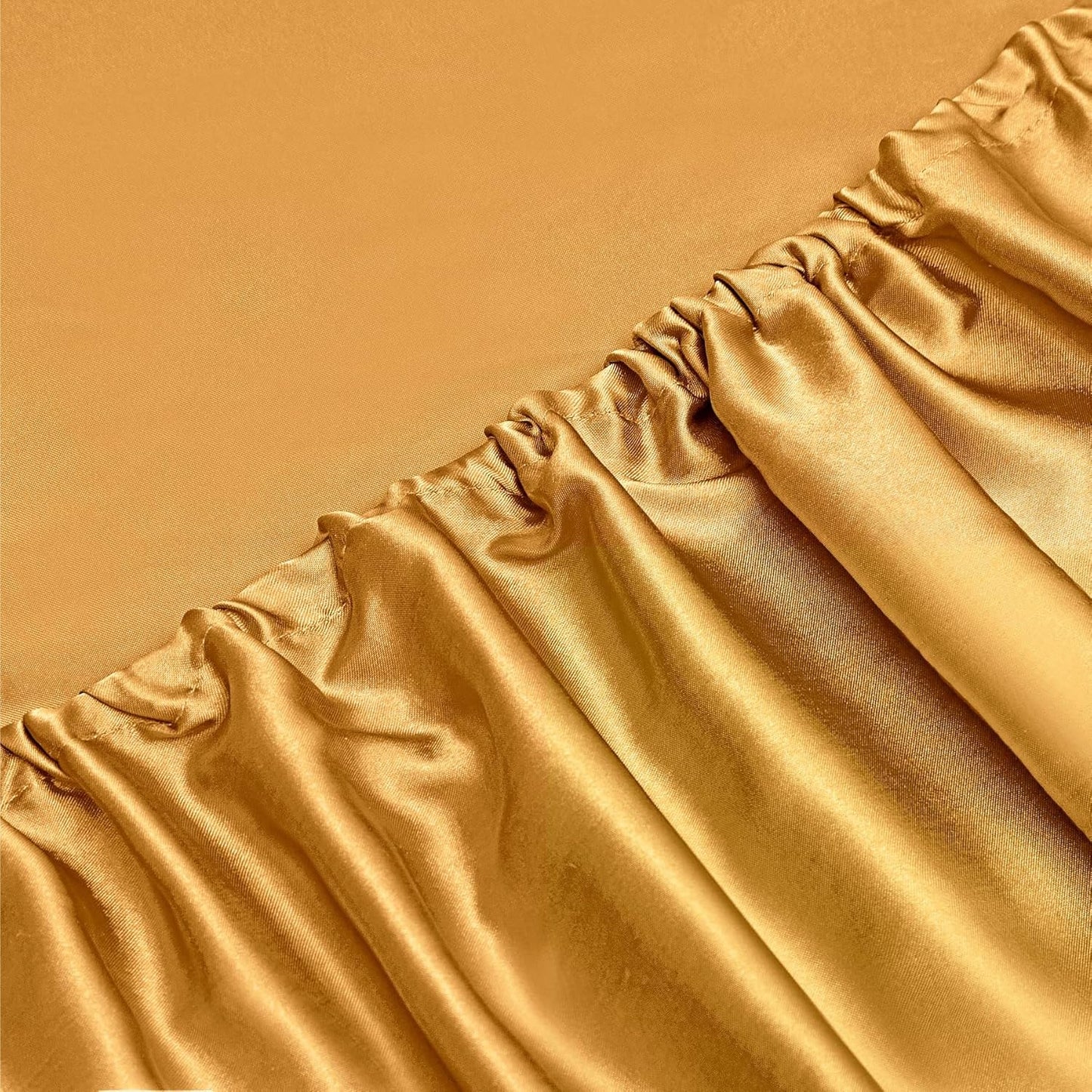 Vonty Satin Sheets Queen Silky Soft Satin Bed Sheets Yellow Gold Sheet Set, 1 Deep Pocket Fitted Sheet + 1 Flat Sheet + 2 Pillowcases