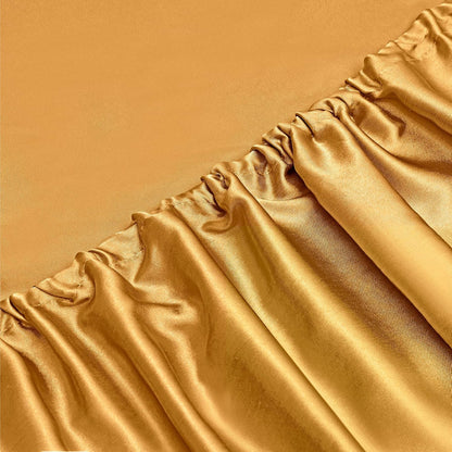 Vonty Satin Sheets Queen Silky Soft Satin Bed Sheets Yellow Gold Sheet Set, 1 Deep Pocket Fitted Sheet + 1 Flat Sheet + 2 Pillowcases