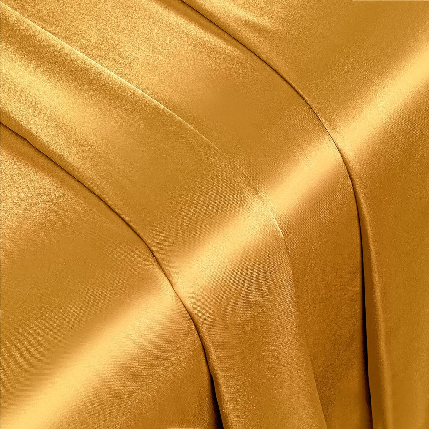 Vonty Satin Sheets Queen Silky Soft Satin Bed Sheets Yellow Gold Sheet Set, 1 Deep Pocket Fitted Sheet + 1 Flat Sheet + 2 Pillowcases