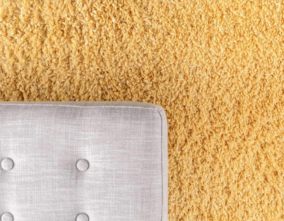 Davos Shag Collection Area Rug - Solid (5' 3" Round, Sun Yellow)