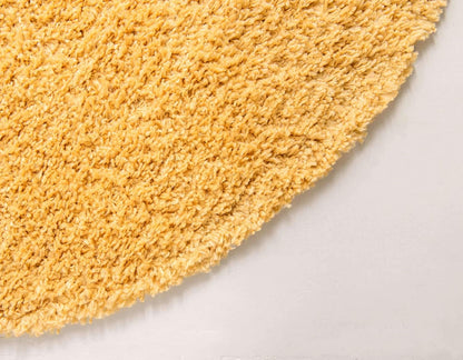 Davos Shag Collection Area Rug - Solid (5' 3" Round, Sun Yellow)