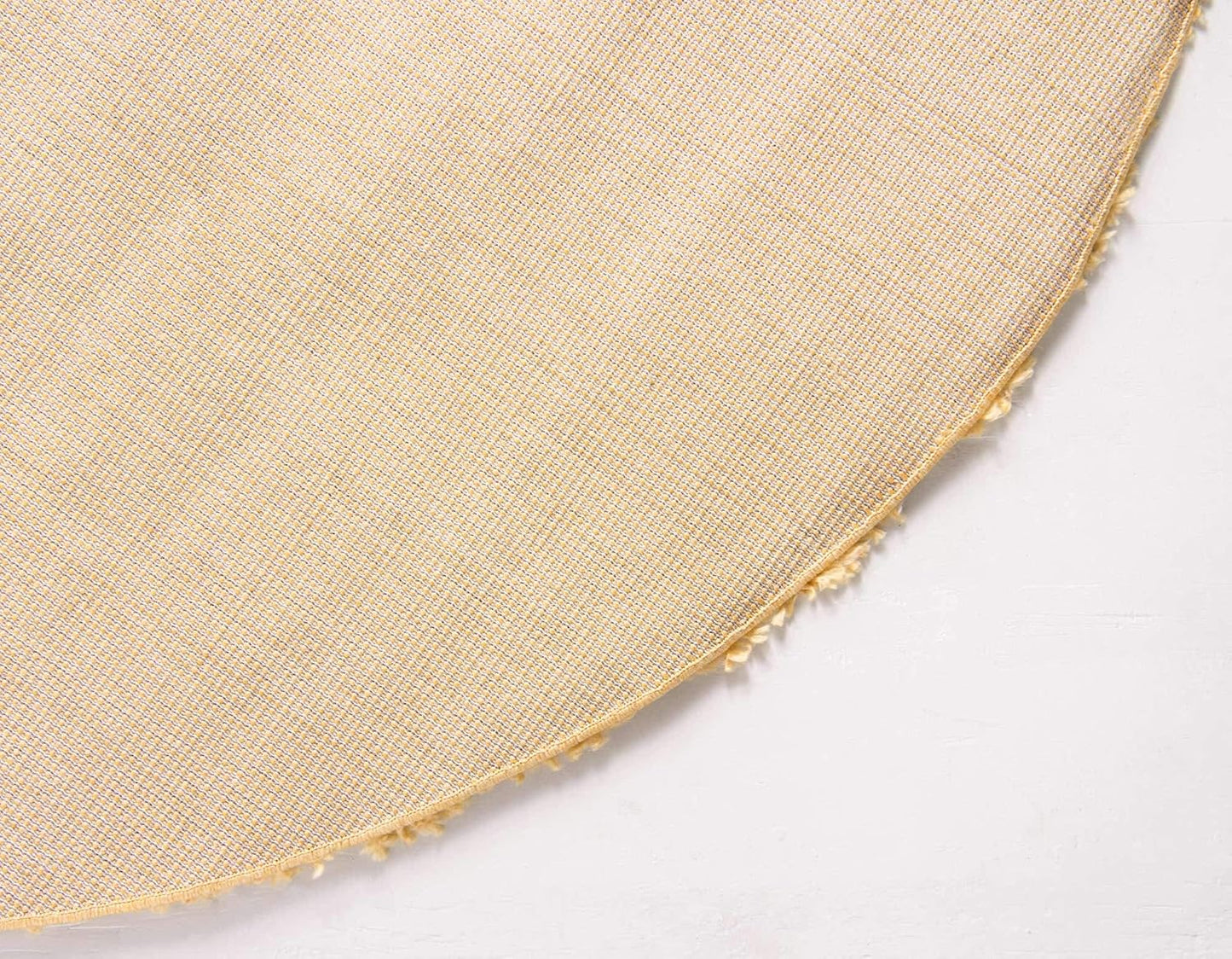 Davos Shag Collection Area Rug - Solid (5' 3" Round, Sun Yellow)