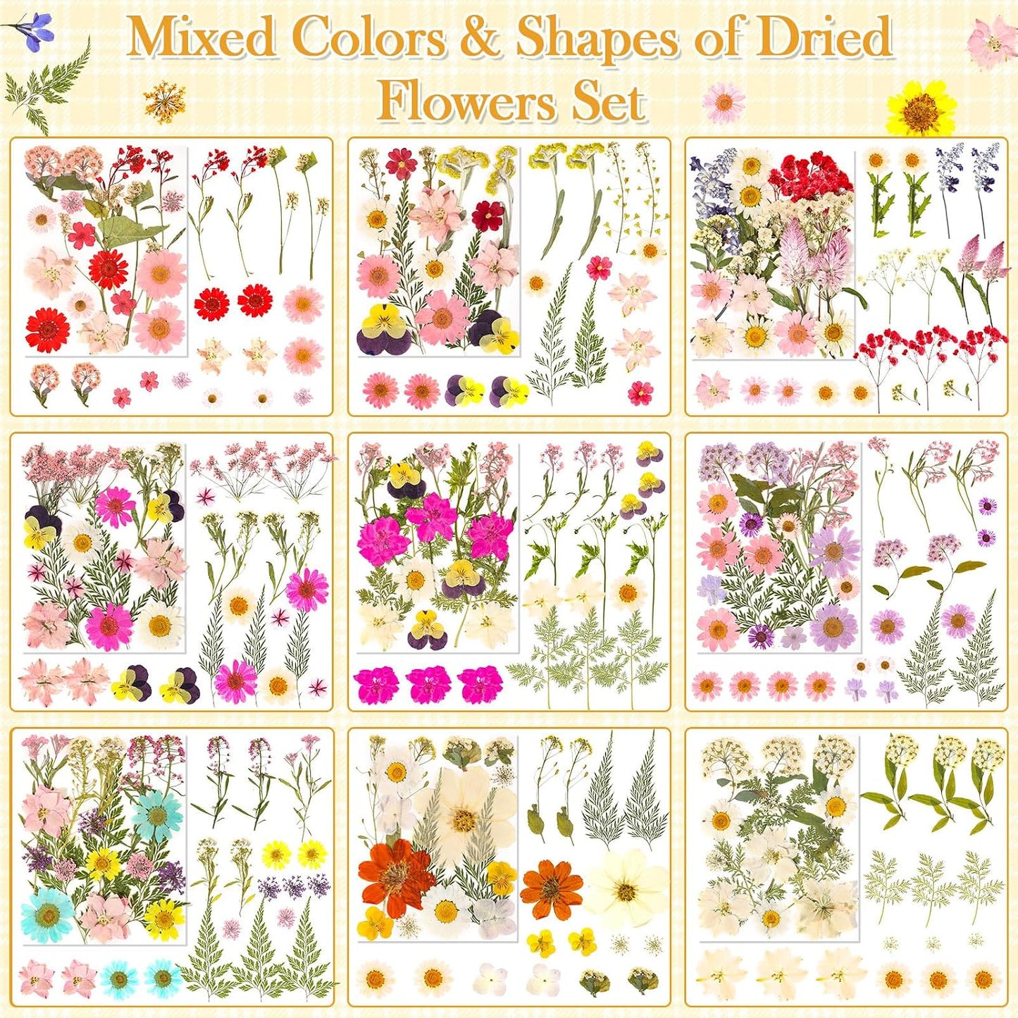470 PCS Pressed Flowers for Crafts, Real Natural Dry Flowers with Tweezers Dried Pressed Flowers Dry Leaves Bulk for Resin, Scrapbook, Jewelry, Card, Candle & Soap Making