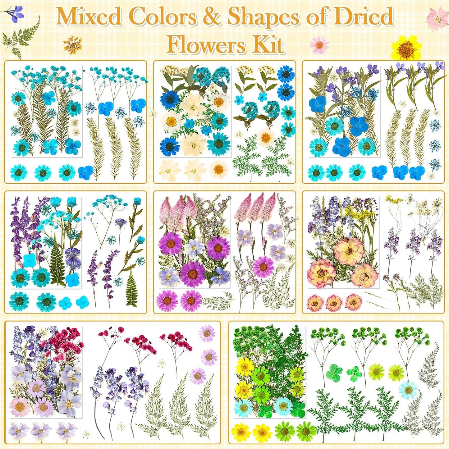 470 PCS Pressed Flowers for Crafts, Real Natural Dry Flowers with Tweezers Dried Pressed Flowers Dry Leaves Bulk for Resin, Scrapbook, Jewelry, Card, Candle & Soap Making