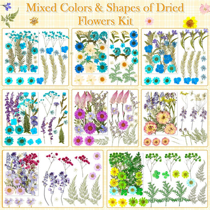 470 PCS Pressed Flowers for Crafts, Real Natural Dry Flowers with Tweezers Dried Pressed Flowers Dry Leaves Bulk for Resin, Scrapbook, Jewelry, Card, Candle & Soap Making