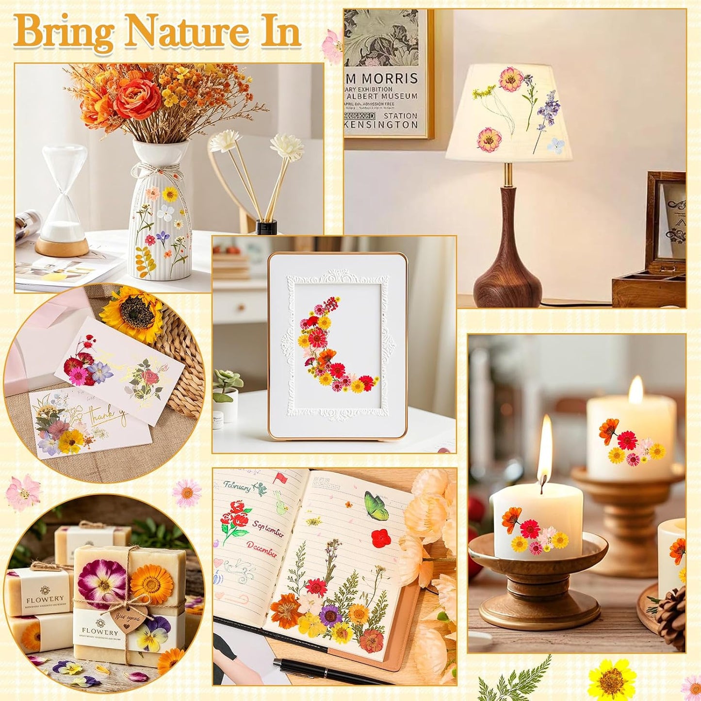 470 PCS Pressed Flowers for Crafts, Real Natural Dry Flowers with Tweezers Dried Pressed Flowers Dry Leaves Bulk for Resin, Scrapbook, Jewelry, Card, Candle & Soap Making
