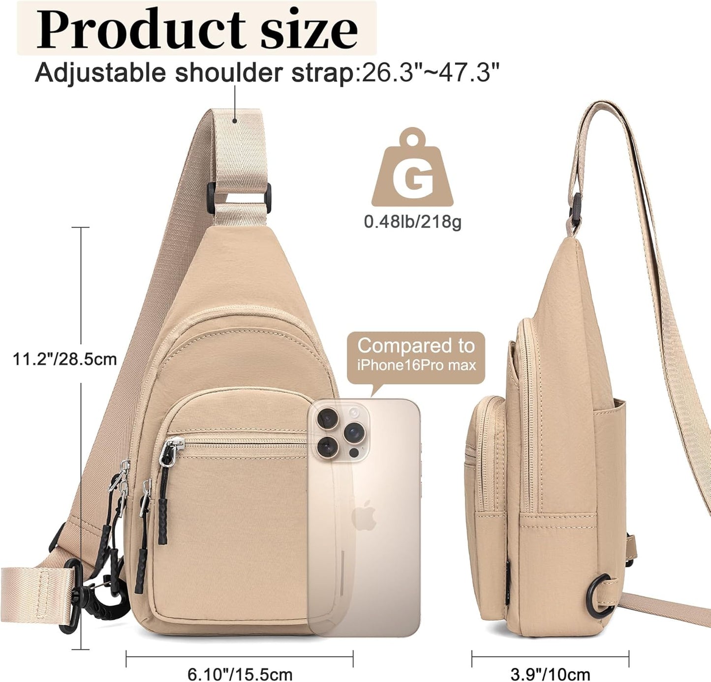 Small Sling Bag for Women Man Crossbody Chest Bag Lightweight Purse for Travel, Daily Use, and Outdoors