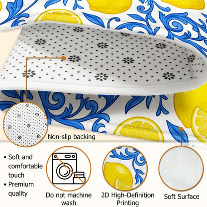 Lemon Area Rug, Summer Bright Lemon Floral Summer Yellow Non-Slip Soft Rectangle Carpet Stain Resistant Rugs for Living Room Bedroom Kitchen Hallway Decor 4' X 6'