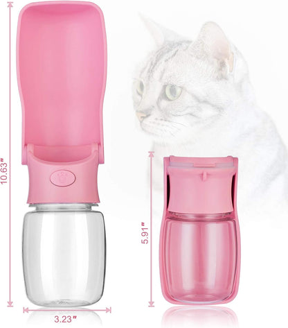 Portable Dog Water Bottle, Foldable Dog Water Bottle Leak Proof Dispenser for Puppy Small Medium Large Dogs, Pet Drink Cup for Walking Hiking Traveling(Pink,12oz)