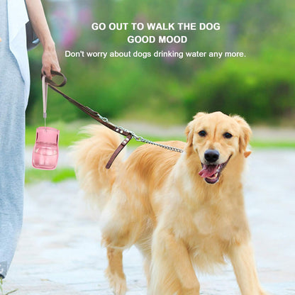 Portable Dog Water Bottle, Foldable Dog Water Bottle Leak Proof Dispenser for Puppy Small Medium Large Dogs, Pet Drink Cup for Walking Hiking Traveling(Pink,12oz)