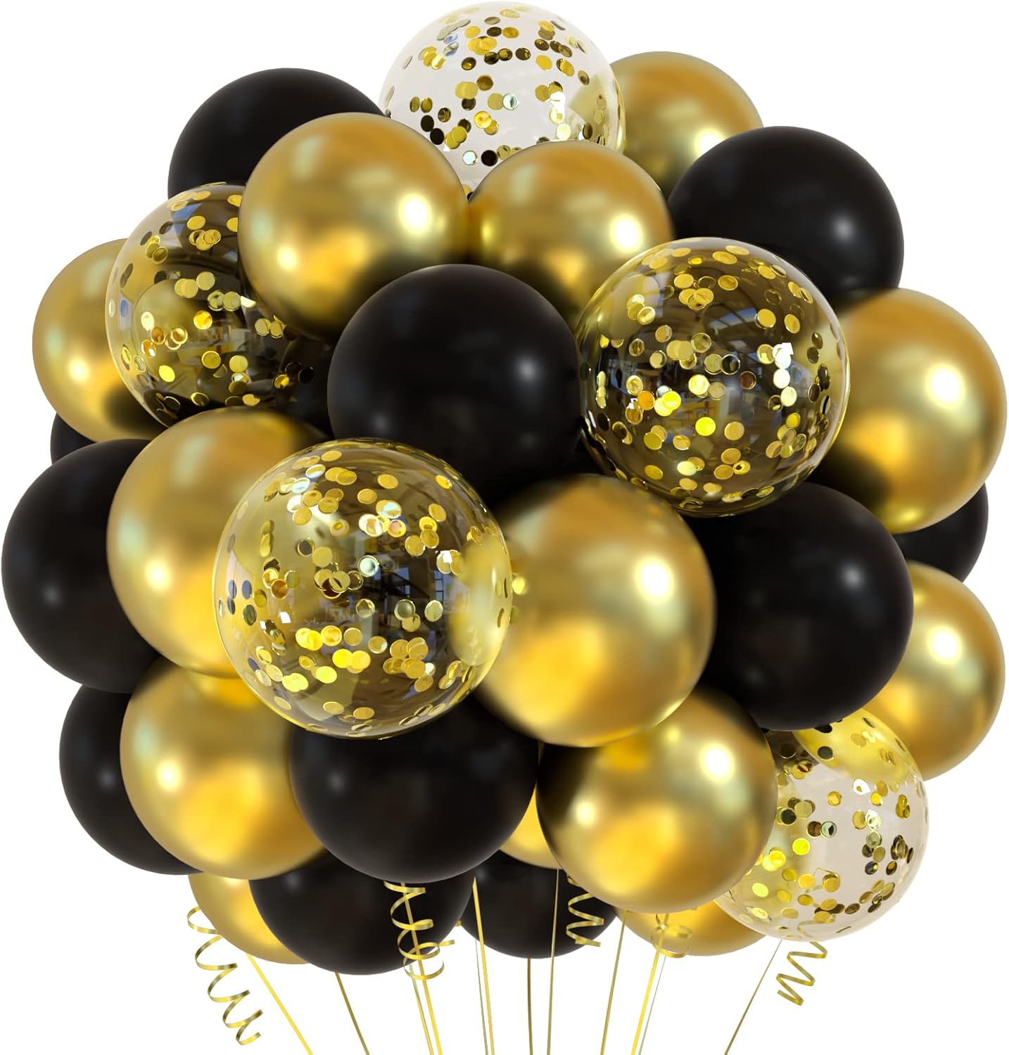 12 inches Yellow White Gold Confetti Balloons 60 Pack Pastel Yellow White Party Balloon for Sunflower Honeybee Theme Birthday Baby Shower Party Supplies