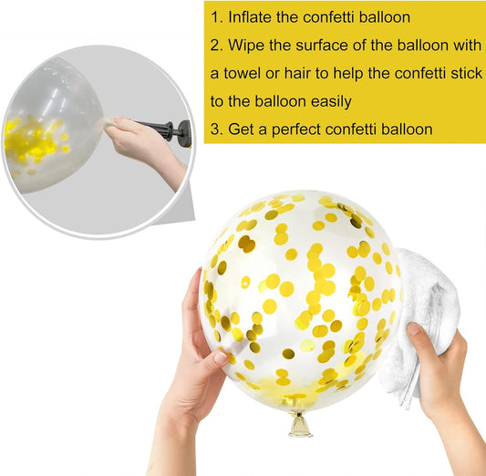 12 inches Yellow White Gold Confetti Balloons 60 Pack Pastel Yellow White Party Balloon for Sunflower Honeybee Theme Birthday Baby Shower Party Supplies