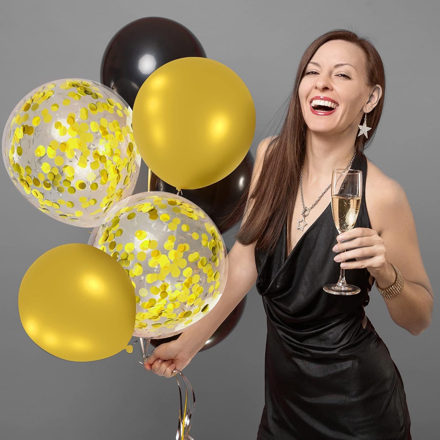 12 inches Yellow White Gold Confetti Balloons 60 Pack Pastel Yellow White Party Balloon for Sunflower Honeybee Theme Birthday Baby Shower Party Supplies