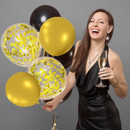 12 inches Yellow White Gold Confetti Balloons 60 Pack Pastel Yellow White Party Balloon for Sunflower Honeybee Theme Birthday Baby Shower Party Supplies
