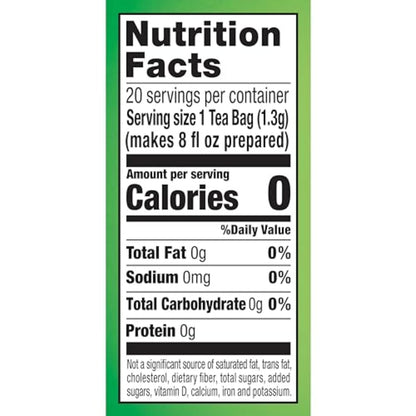 Lemon Green Tea Bags, Flavored, Unsweetened Teabags for Hot Tea or Iced Tea with Caffeine and Flavonoids, 20 Total Tea Bags