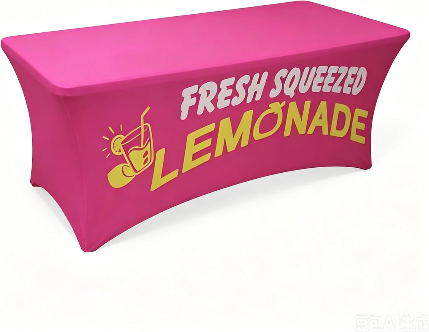 Elastic Lemonade Stand Table Cloth – 70"x30" Fitted Polyester Table Cover for 6 Ft Rectangle Table – Cute Lemon Pattern – Washable & Stain Resistant for Lemonade Stand Supplies (Lemon Rose)