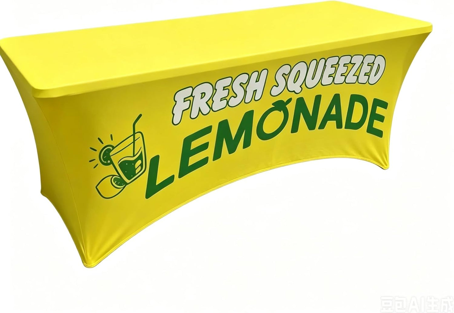 Elastic Lemonade Stand Table Cloth – 70"x30" Fitted Polyester Table Cover for 6 Ft Rectangle Table – Cute Lemon Pattern – Washable & Stain Resistant for Lemonade Stand Supplies (Lemon Rose)