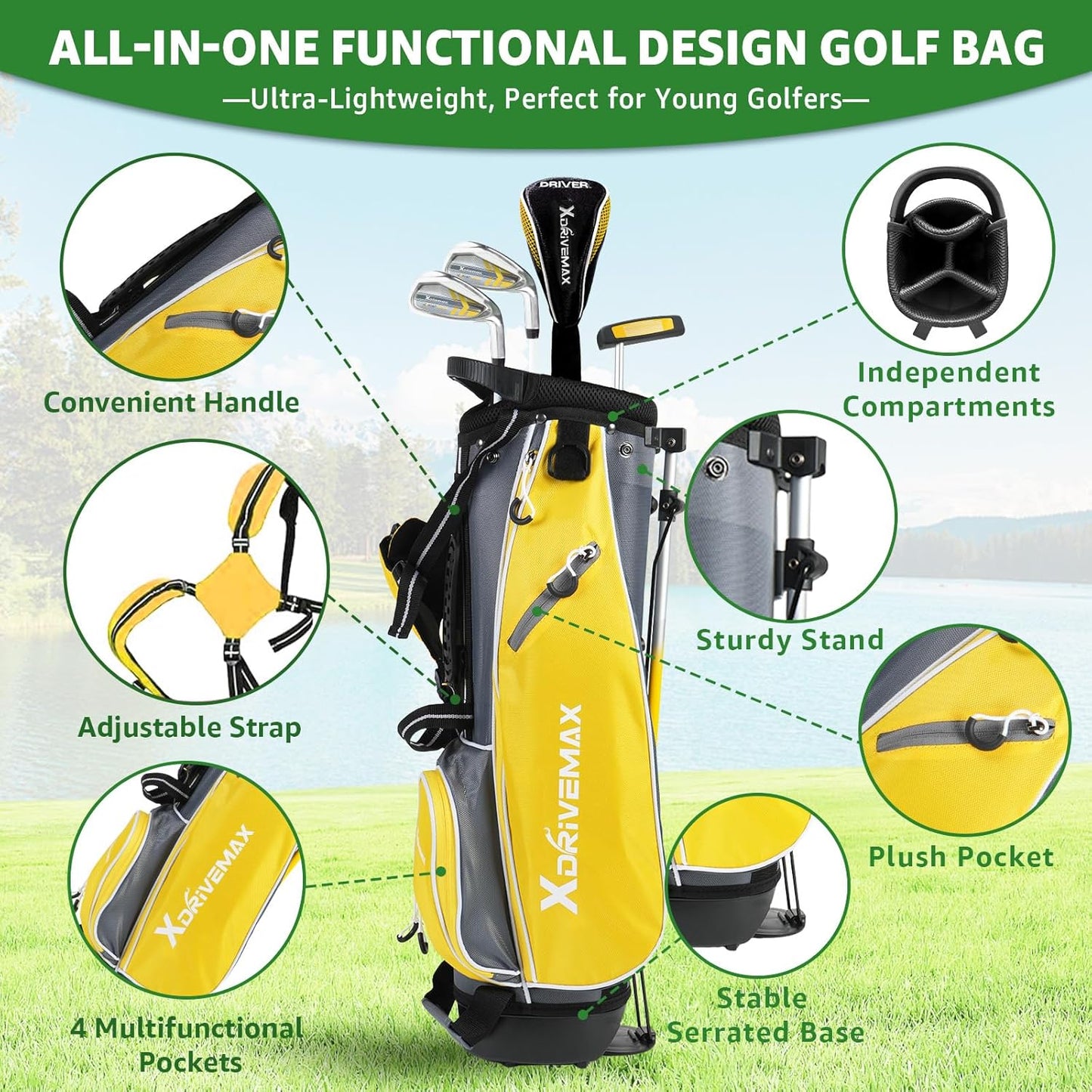 Junior Golf Club Set for Kids Ages 4-12, 5-6 Piece Right Hand Set with Stand Bag